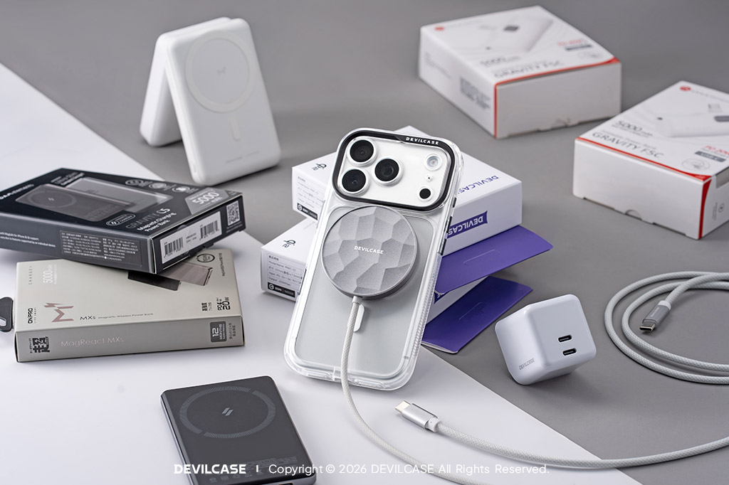 DEVILCASE 擁有多款充電設備，磁吸充電線、充電器、USB-C充電線等